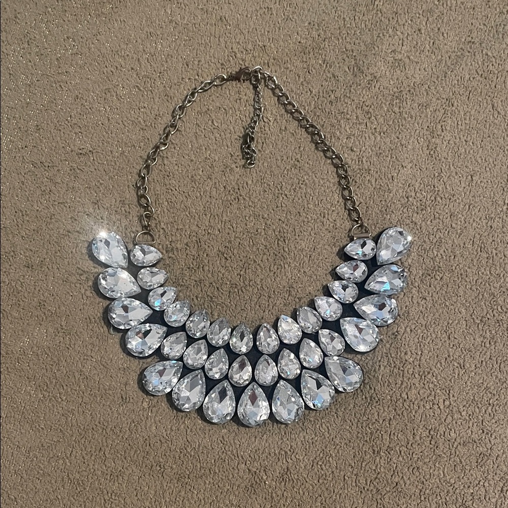 Statement Silver Teardrop Necklace